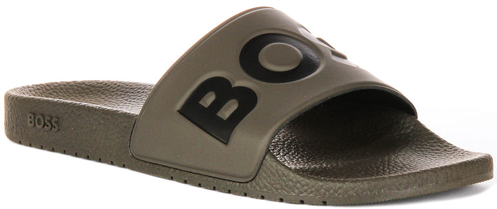 Boss Aryeh Slide In Olive Black For Men
