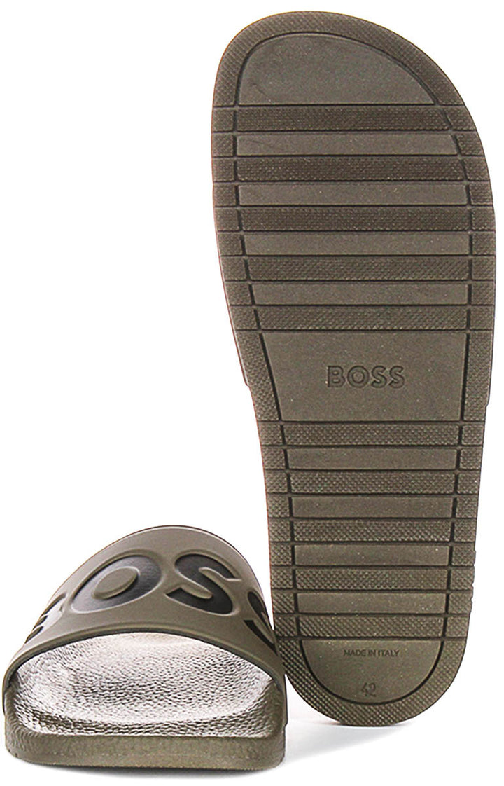 Boss Aryeh Slide In Olive Black For Men