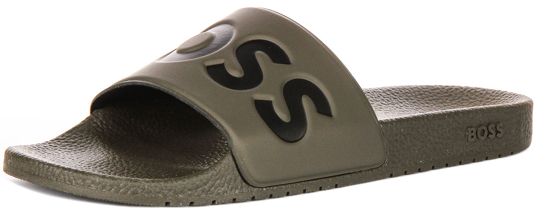 Boss Aryeh Slide In Olive Black For Men