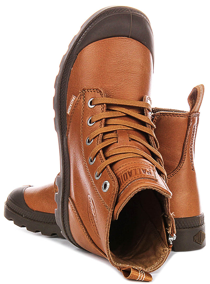 Palladium Pampa Hi Zip Lite In Brown Leather