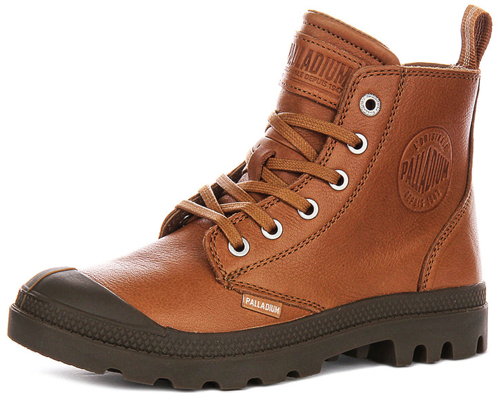 Palladium Pampa Hi Zip Lite In Brown Leather