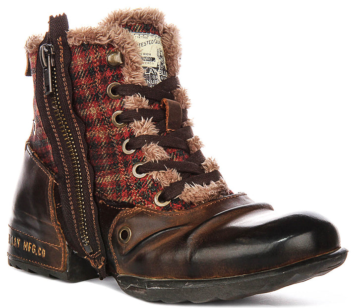 Replay Grip Ltd Check Fur Lined In Brown For Men