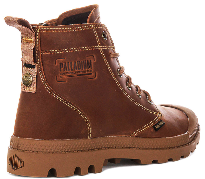 Palladium Pampa Zip Leather In Brown Boots