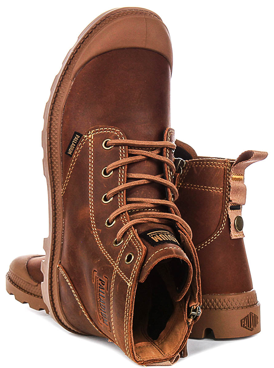 Palladium Pampa Zip Leather In Brown Boots