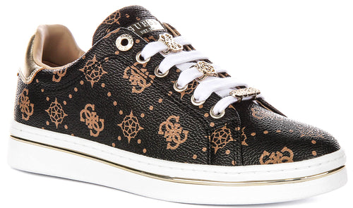 Guess STASEY3 Sneaker Peony Print In Brown For Women
