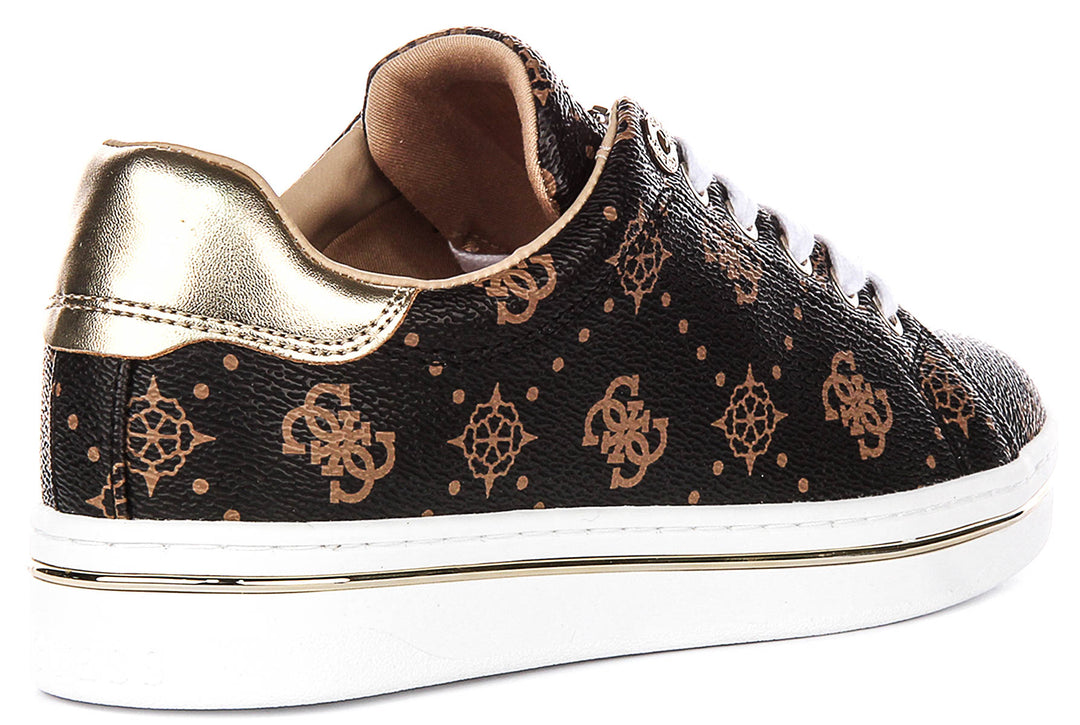 Guess STASEY3 Sneaker Peony Print In Brown For Women