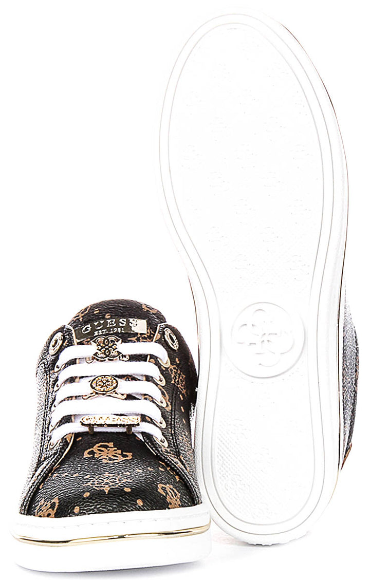 Guess STASEY3 Sneaker Peony Print In Brown For Women
