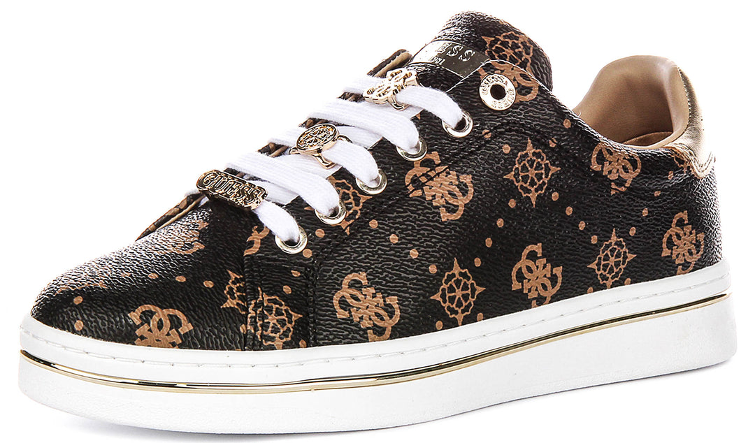 Guess STASEY3 Sneaker Peony Print In Brown For Women