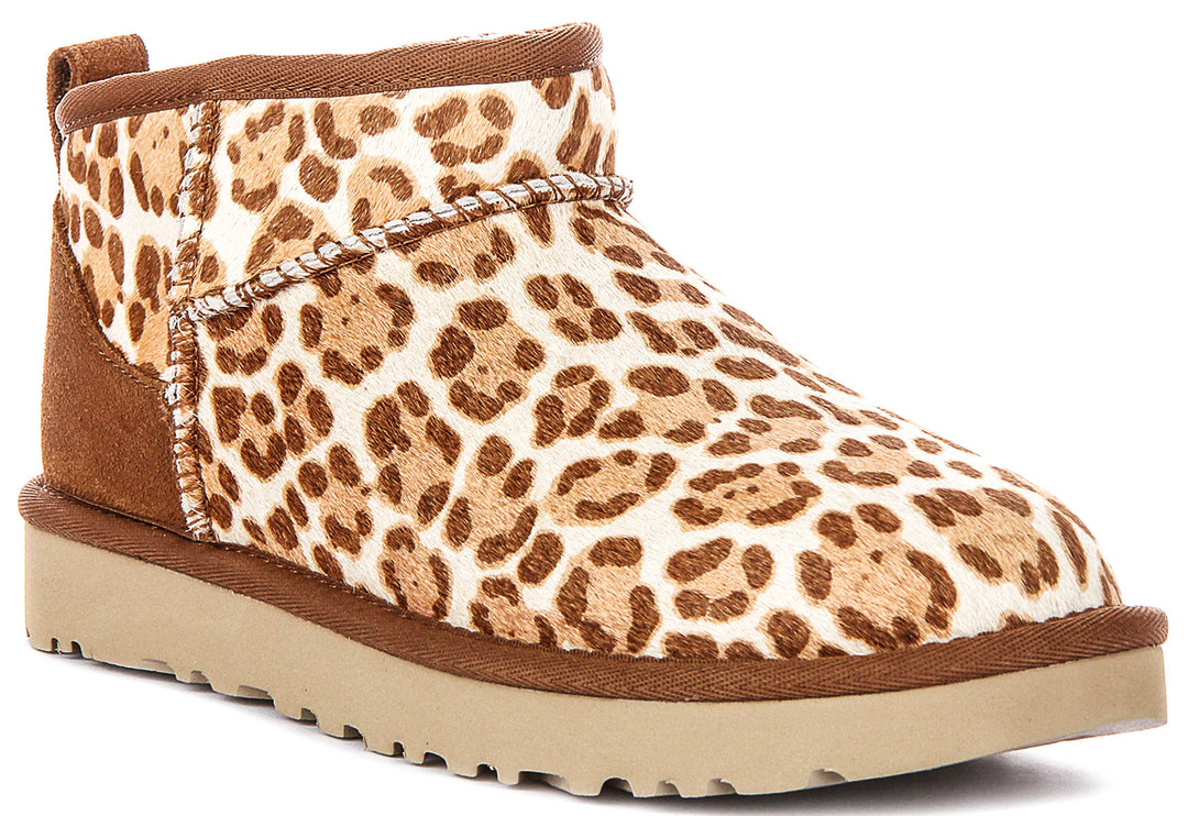 Ugg Australia Classic Ultra Mini In Brown Leopard For Women