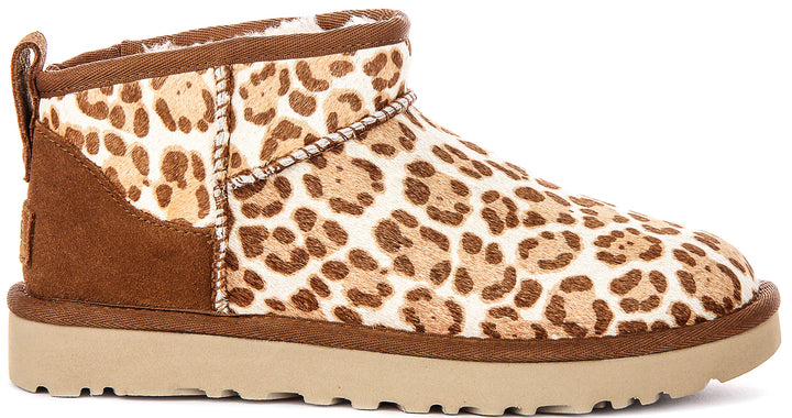 Ugg Australia Classic Ultra Mini In Brown Leopard For Women