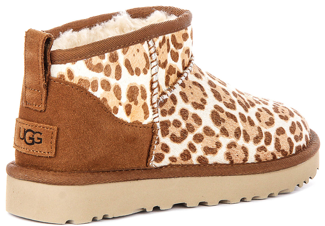 Ugg Australia Classic Ultra Mini In Brown Leopard For Women