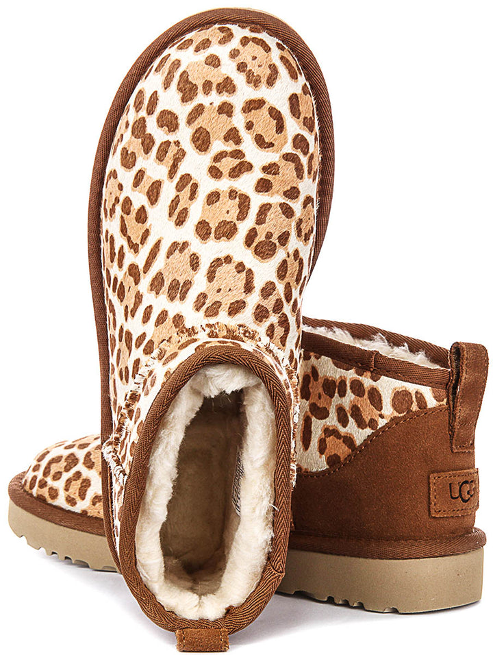 Ugg Australia Classic Ultra Mini In Brown Leopard For Women
