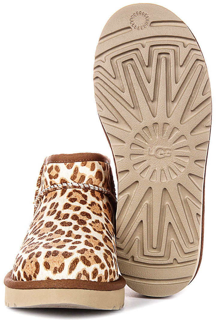 Ugg Australia Classic Ultra Mini In Brown Leopard For Women