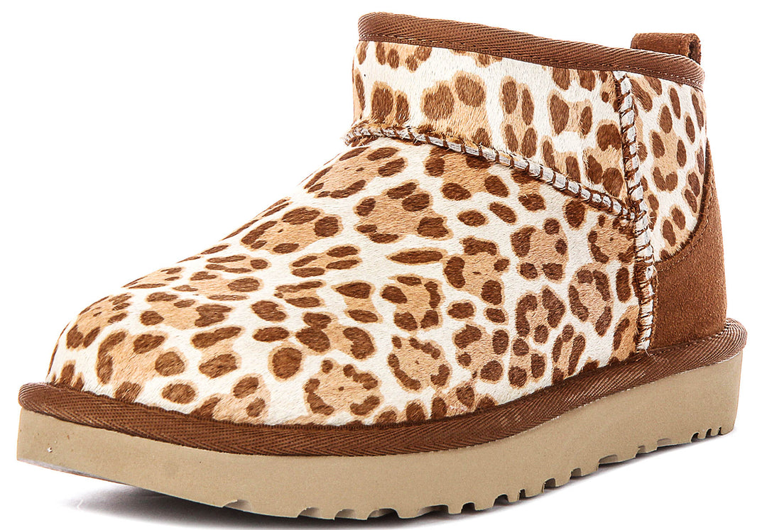 Ugg Australia Classic Ultra Mini In Brown Leopard For Women