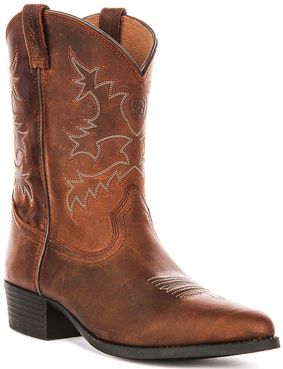 Ariat Heritage R Toe In Brown For Juniors