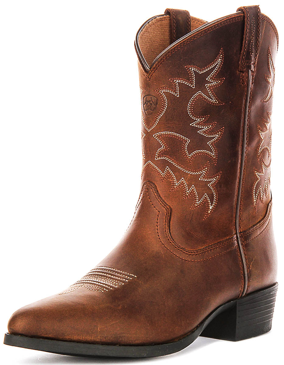 Ariat Heritage R Toe In Brown For Juniors