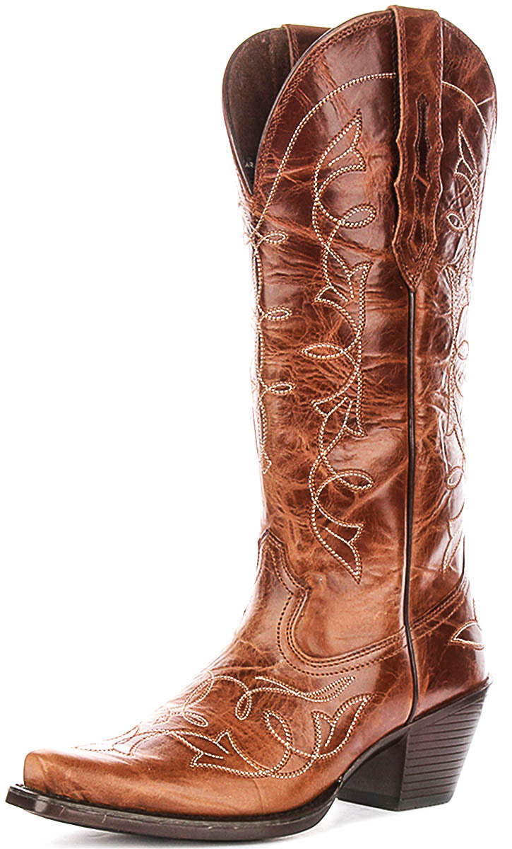 Ariat Heritage D Toe Cowboy Boot In Brown For Women