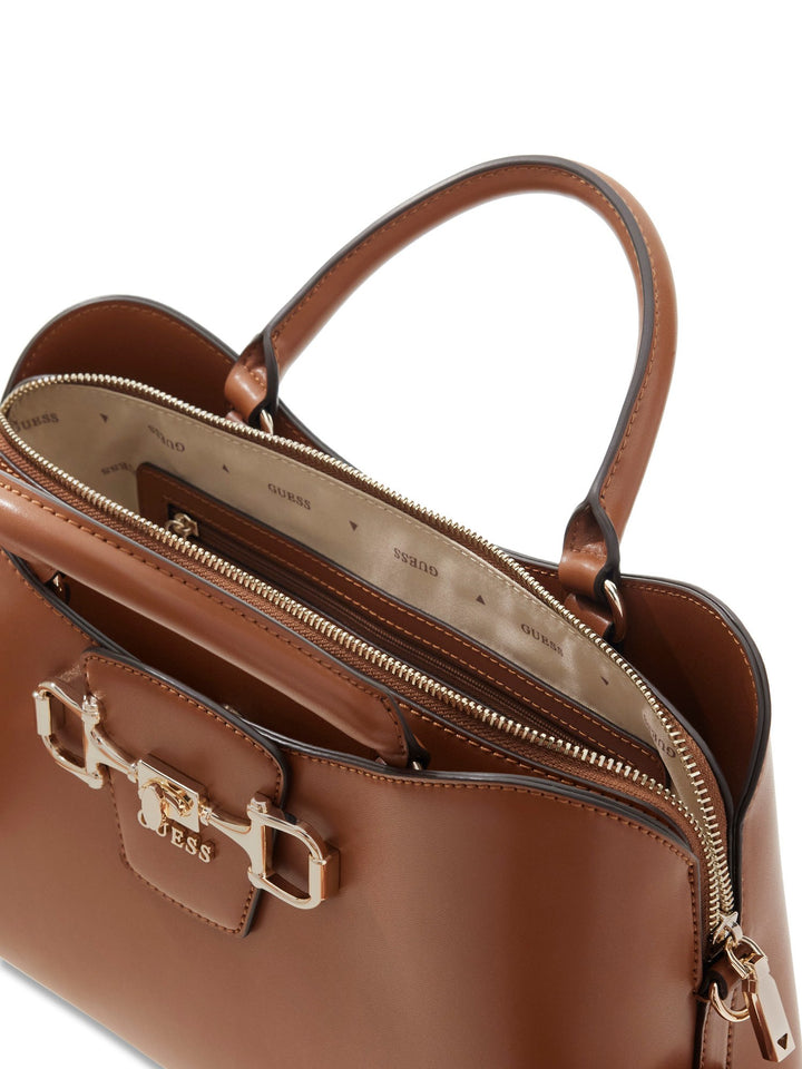 Guess Janie Logo Handbag In Brown For Women