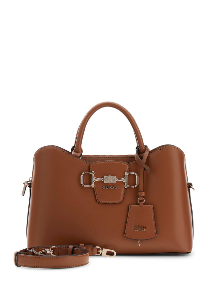Guess Janie Logo Handbag In Brown For Women