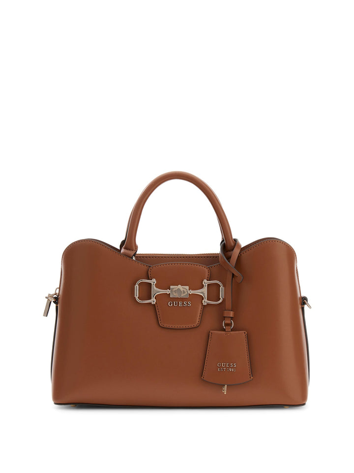 Guess Janie Logo Handbag In Brown For Women