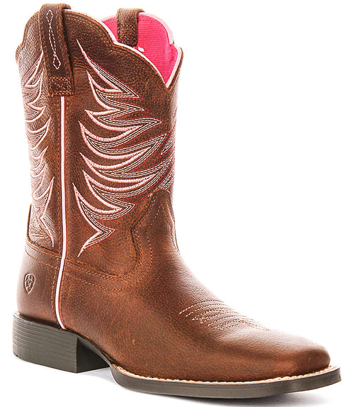 Ariat Youth Firecatcher Western Boot In Rowdy Brown For Kids