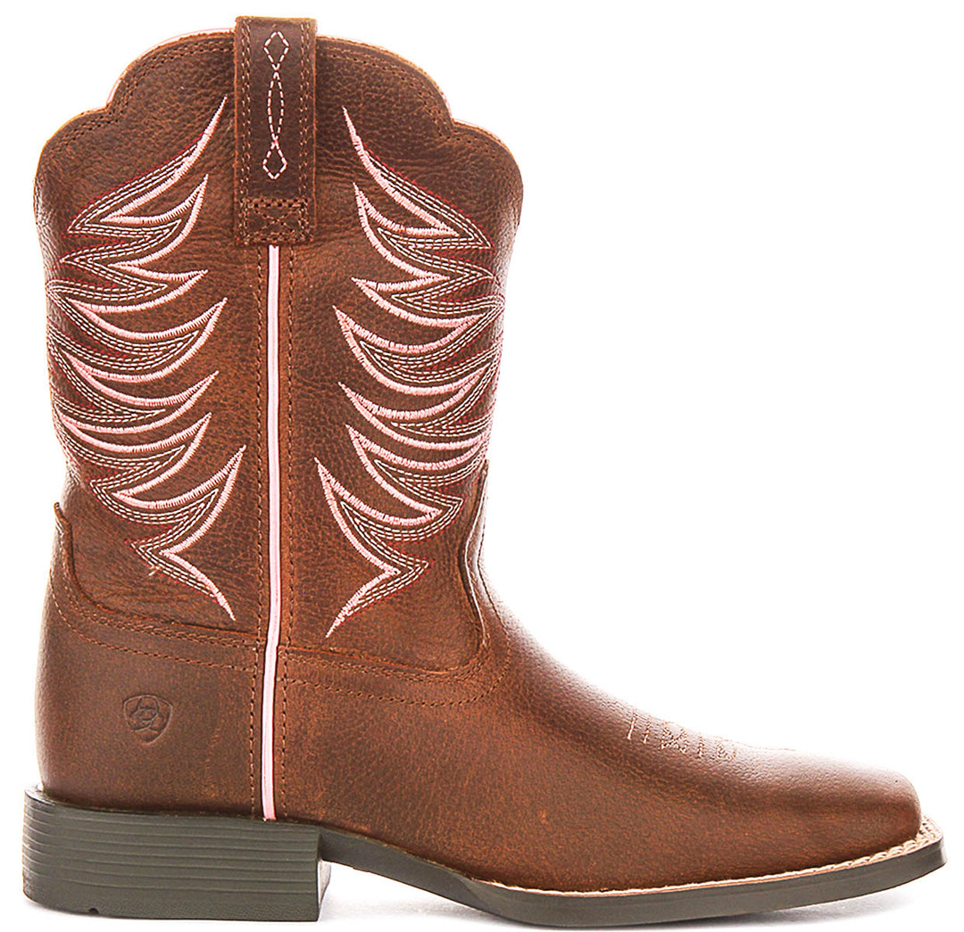Ariat Youth Firecatcher Western Boot In Rowdy Brown For Kids