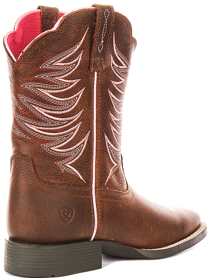 Ariat Youth Firecatcher Western Boot In Rowdy Brown For Kids