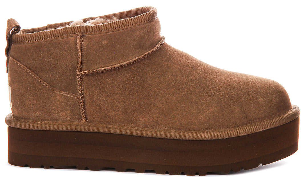 UGG Kids Classic Ultra Mini Platform In Brown For Junior