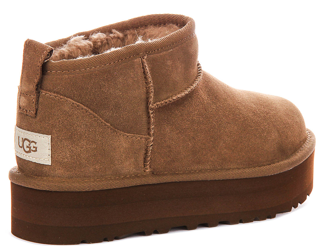UGG Kids Classic Ultra Mini Platform In Brown For Junior