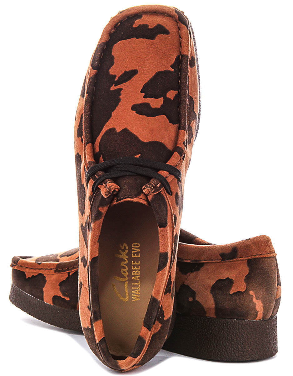 Clarks Wallabee EVO Shoes In Leopard For Women