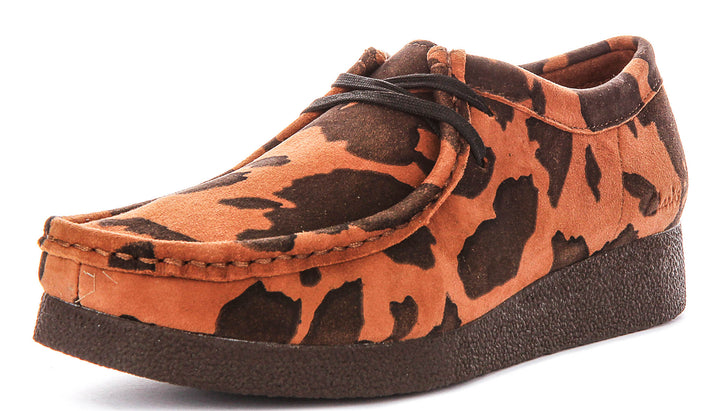 Clarks Wallabee EVO Shoes In Leopard For Women