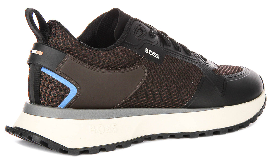 Boss Jonah Runner Mesh In Brown Black For Men