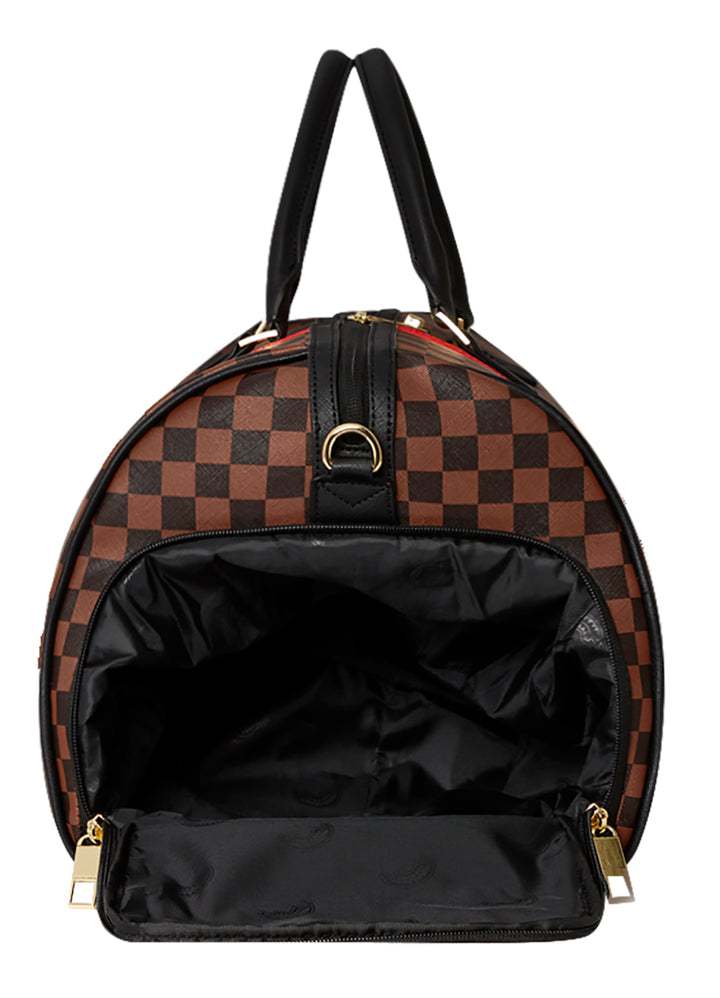 Sprayground Borson Henny Raceway Large Duffle In Brown Check