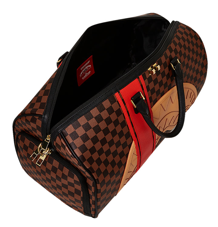 Sprayground Borson Henny Raceway Large Duffle In Brown Check