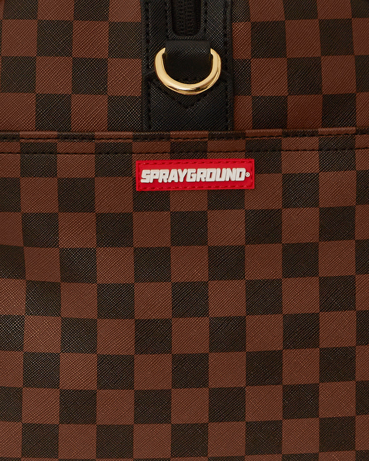 Sprayground Borson Henny Raceway Large Duffle In Brown Check