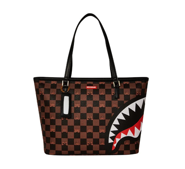 Sprayground Peeking Character Check Tote Bag In Brown