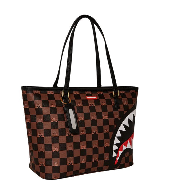 Sprayground Peeking Character Check Tote Bag In Brown