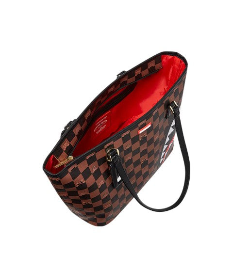 Sprayground Peeking Character Check Tote Bag In Brown