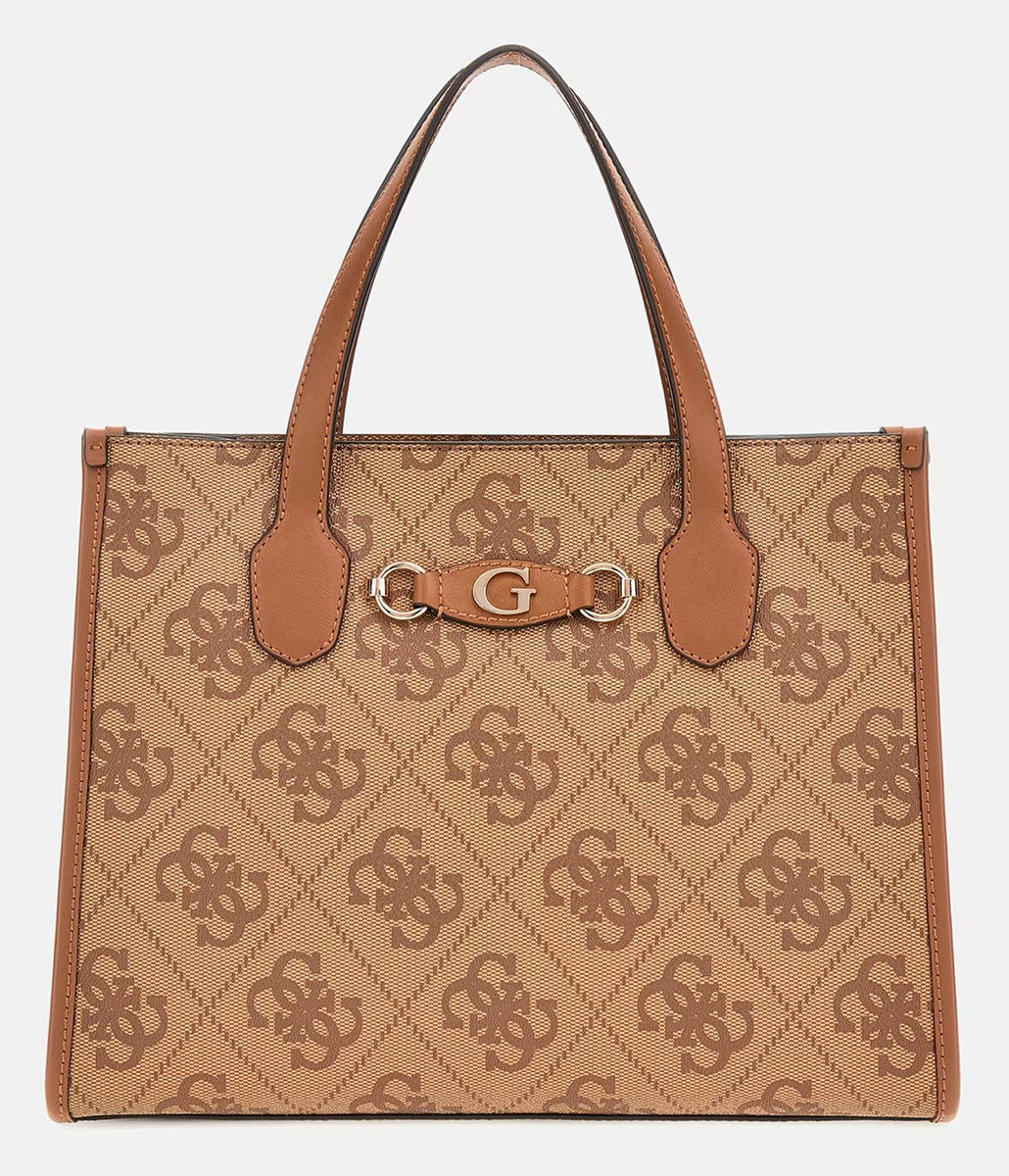 Guess Izzy 4G Logo Handbag In Brown Beige for Women