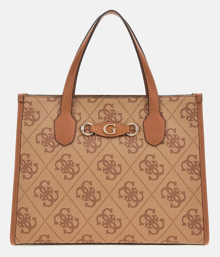 Guess Izzy 4G Logo Handbag In Brown Beige for Women