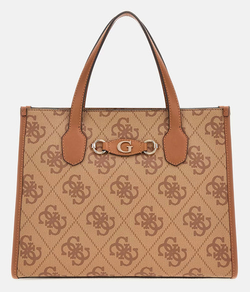 Guess Izzy 4G Logo Handbag In Brown Beige for Women