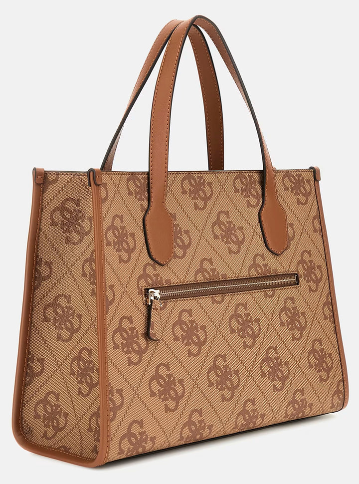 Guess Izzy 4G Logo Handbag In Brown Beige for Women
