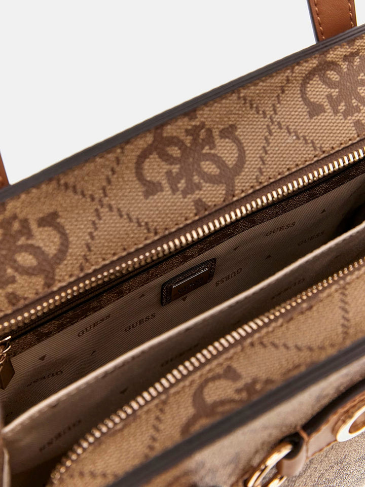 Guess Izzy 4G Logo Handbag In Brown Beige for Women