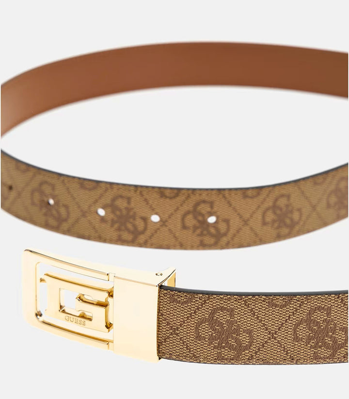 Guess Eco Erica 4G Logo Belt In Brown Beige for Women