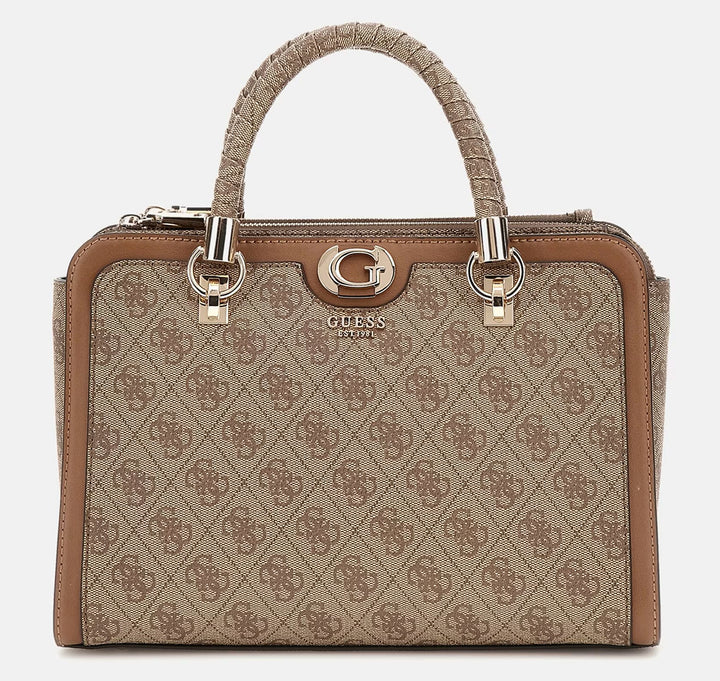 Guess Orlina 4G Logo Handbag In Brown Beige For Women