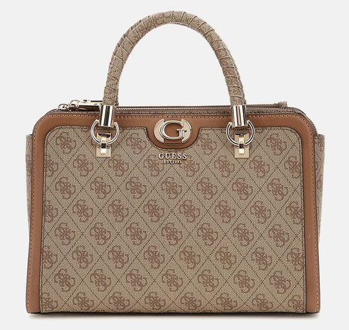 Guess Orlina 4G Logo Handbag In Brown Beige For Women