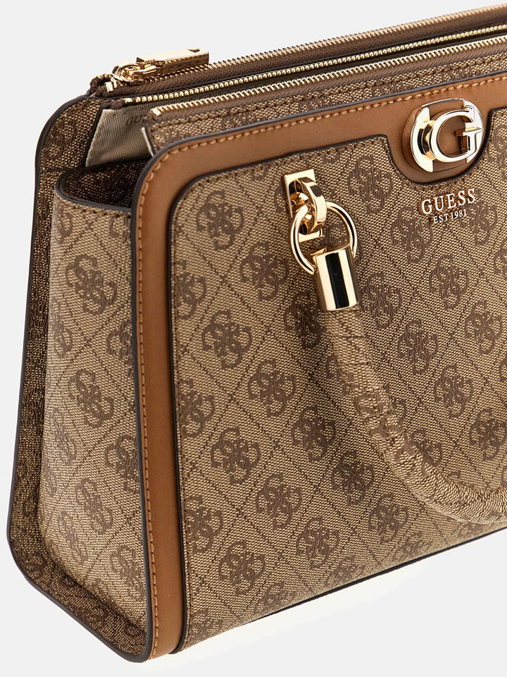 Guess Orlina 4G Logo Handbag In Brown Beige For Women