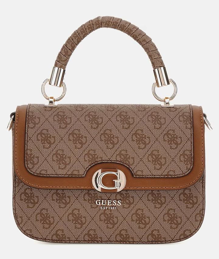 Guess Orlina 4G Logo Mini Handbag In Brown Beige For Women
