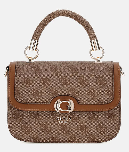 Guess Orlina 4G Logo Mini Handbag In Brown Beige For Women