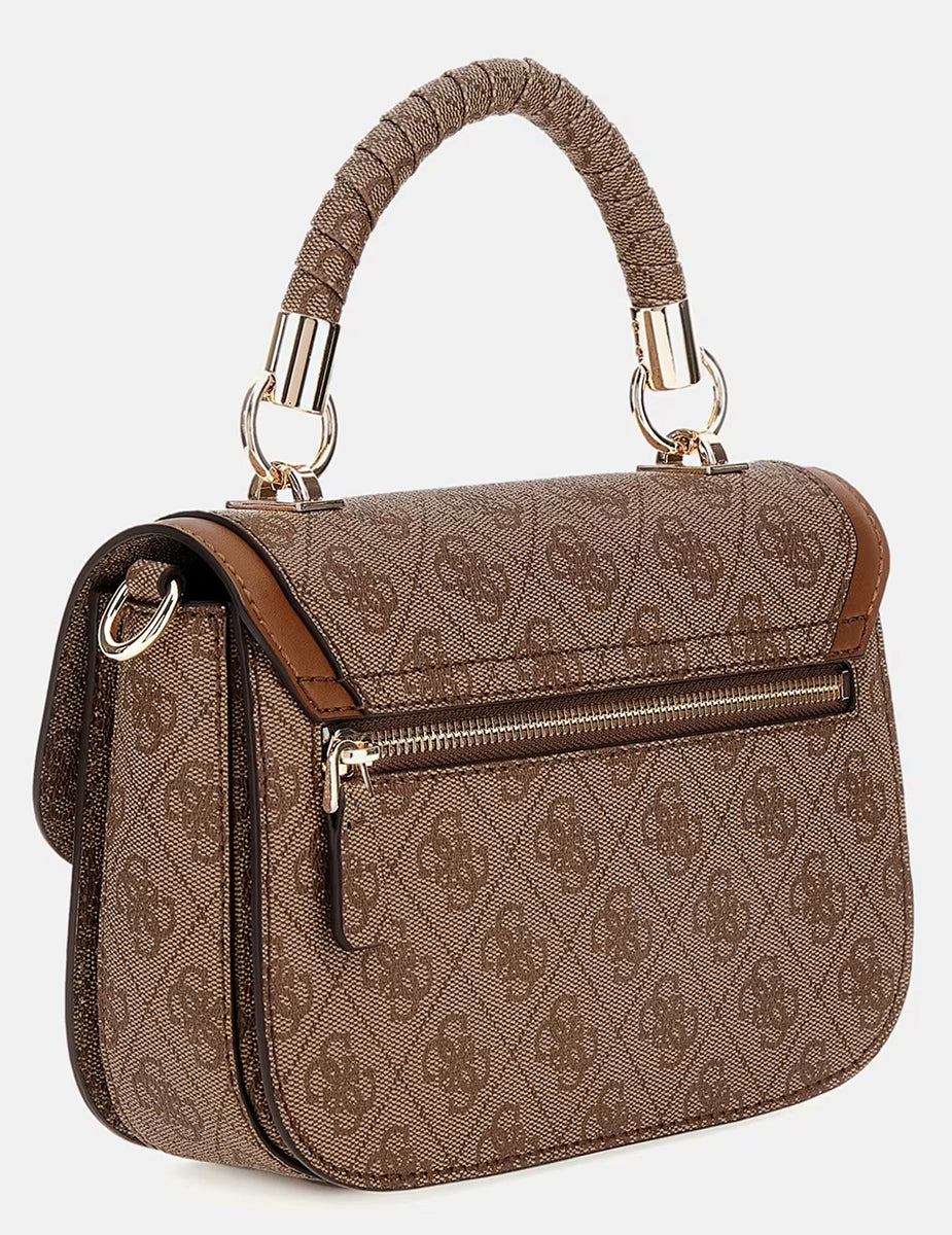 Guess Orlina 4G Logo Mini Handbag In Brown Beige For Women